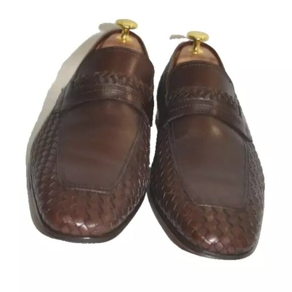 New! Magnanni Men\'s Brown Herrera Woven Loafers Size 8 M DD297A